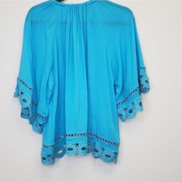 Ramy Brook Boho Beach Turquoise Blue Oversized Top Size Extra Small New - Picture 6 of 15